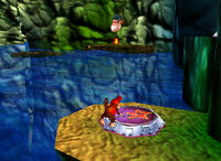 A setup for a Golden Banana for Diddy Kong in Gloomy Galleon.