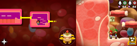 Fifth block in Flab Zone of Mario & Luigi: Bowser's Inside Story + Bowser Jr.'s Journey.