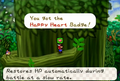 Mario finds a Happy Heart badge.