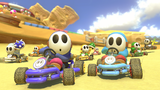 Multiple different-colored Shy Guy variations in GBA Cheese Land