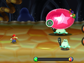 Mario and Luigi using the Super Bouncer on two Protobatters