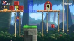 Screenshot of Donkey Kong Jungle level 2-1 from the Nintendo Switch version of Mario vs. Donkey Kong