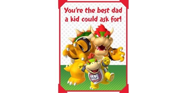 Printable Father's Day card featuring Bowser and Bowser Jr.