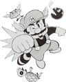 Racoon Mario punching enemies Comic BomBom Apr. 1989