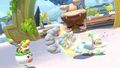 Mario and Bowser Jr. defeating a cat Goomba