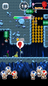 Gameplay example of Toad Rally in Super Mario Run.