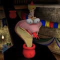 A snake charmer riding a Cobra