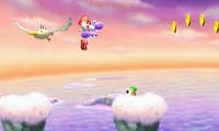 Purple Yoshi using the Flutter Wings.