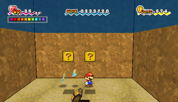 First two ? Blocks in Gap of Crag of Super Paper Mario.