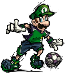 Super Mario Strikers Artwork: Luigi