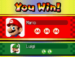 Thumbnail for "Mario vs. Luigi - Final Results (Win)" from New Super Mario Bros. used for Nintendo Music