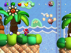 The image for "Yoshis on the Beach" from Yoshi's Story on Nintendo Music.