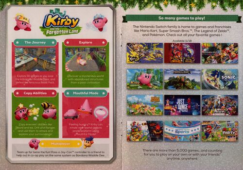 Spread of the eleventh and twelfth pages in the Nintendo Holiday Activity & Gift Guide