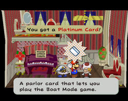 Mario getting the Platinum Card from Toodles in Poshley Heights of Paper Mario: The Thousand-Year Door.