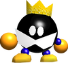 Artwork of the Big Bob-omb from Super Mario 64. It was produced for Nintendo Switch Online.