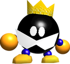 Artwork of the Big Bob-omb from Super Mario 64. It was produced for Nintendo Switch Online.