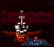 Bowser's Keep in Super Mario RPG: Legend of the Seven Stars (top) and its Switch remake (bottom)