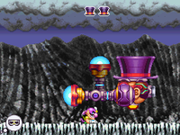 Wario battling Count Cannoli inside the Mad Hat Mk. III in Wario: Master of Disguise.