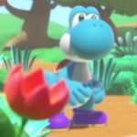 A light blueYoshi, from Yoshi and the Mysterious Book