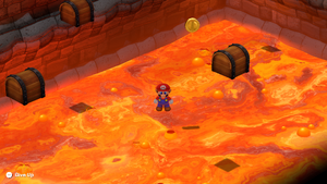 Mario finding last 10-Coin in the invisible path action course of Bowser's Keep of Super Mario RPG.