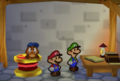 Mario and Goombario with Luigi in the basement
