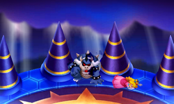 The graphical changes between both versions, showing Dark Bowser being defeated
