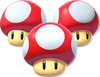 The icon for the Triple Mushrooms from Mario Kart World