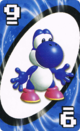 The Blue Nine card from the Nintendo UNO deck (featuring a Blue Yoshi)
