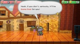 Screenshot of Gus threatening a Game Over, from Paper Mario: The Thousand-Year Door