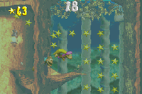 The Kongs in the first Bonus Level of Sunken Spruce in the Game Boy Advance remake of Donkey Kong Country 3