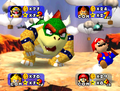 Bowser sending Mario away with his claws