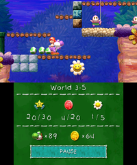 Smiley Flower 2: Underneath the platform past the flower bed with Petal Guys and a yellow Dancing Spear Guy. Purple Yoshi needs to bounce an egg off the wall to retrieve it.