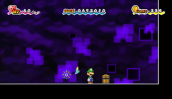 Last treasure chest in Castle Bleck Foyer of Super Paper Mario.