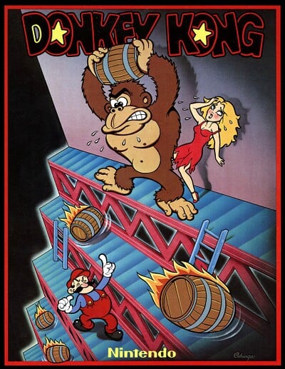 An poster for the 1981 arcade game Donkey Kong.
