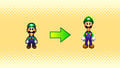 Comparison of Luigi sprite from Mario & Luigi Bowser's Inside Story and Mario & Luigi Dream Team.