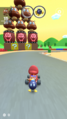 Empty Blocks and ? Blocks sustaining several Barrel Bombs and Goombas in Mario Kart Tour