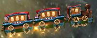 One of the flying trains seen in the Ring Race bonus challenge on 3DS Rainbow Road
