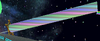 A spinning tube in the distance of 3DS Rainbow Road in Mario Kart Tour',