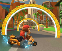 Thumbnail of the Wendy Cup challenge from the 2020 Los Angeles Tour; a Ring Race challenge set on Los Angeles Laps (reused as the Mii Cup's bonus challenge in the 2022 Autumn Tour)