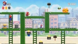 Screenshot of Mario Toy Company level 1-2 from the Nintendo Switch version of Mario vs. Donkey Kong