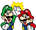 Mario & Luigi high-fiving