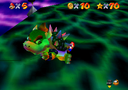 Fight with Bowser in the N64 version (left) and the DS version (right)