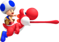 Artwork for Blue Toad riding Red Yoshi.