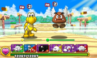 Screenshot of World 1-4, from Puzzle & Dragons: Super Mario Bros. Edition.