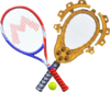 Mario's racket and Lucien item sticker for the Mario Tennis Aces trophy in the Trophy Creator application