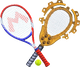 Mario's racket and Lucien item sticker for the Mario Tennis Aces trophy in the Trophy Creator application