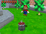 Mario jumping into the cage of Big Boo's Haunt