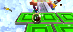 Mario on the Flipswitch Planet in the Rolling Masterpiece Galaxy