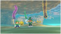 An 8-Bit Luigi in the Seaside Kingdom of Super Mario Odyssey.