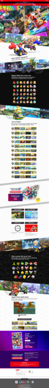 A full-page screenshot of the Mario Kart 8 Deluxe website frontpage.